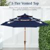 imageBest Choice Products 10ft 3Tier Solar Patio Market Umbrella Outdoor Sun Shade for Backyard Deck Poolside Table wWoodgrain Pattern LED Lights Tilt Adjustment  Sky BlueNavy Blue