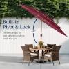 imageBest Choice Products 10ft 3Tier Solar Patio Market Umbrella Outdoor Sun Shade for Backyard Deck Poolside Table wWoodgrain Pattern LED Lights Tilt Adjustment  Sky BlueBurgundy