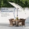 imageBest Choice Products 10ft 3Tier Solar Patio Market Umbrella Outdoor Sun Shade for Backyard Deck Poolside Table wWoodgrain Pattern LED Lights Tilt Adjustment  Sky BlueIvory