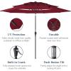 imageBest Choice Products 10ft 3Tier Solar Patio Market Umbrella Outdoor Sun Shade for Backyard Deck Poolside Table wWoodgrain Pattern LED Lights Tilt Adjustment  Sky BlueBurgundy