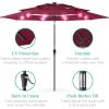 imageBest Choice Products 10ft 3Tier Solar Patio Market Umbrella Outdoor Sun Shade for Backyard Deck Poolside Table wWoodgrain Pattern LED Lights Tilt Adjustment  Sky BlueBurgundy