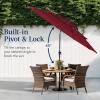 imageBest Choice Products 10ft 3Tier Solar Patio Market Umbrella Outdoor Sun Shade for Backyard Deck Poolside Table wWoodgrain Pattern LED Lights Tilt Adjustment  Sky BlueBurgundy