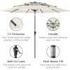 imageBest Choice Products 10ft 3Tier Solar Patio Market Umbrella Outdoor Sun Shade for Backyard Deck Poolside Table wWoodgrain Pattern LED Lights Tilt Adjustment  Sky BlueIvory