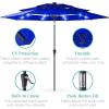 imageBest Choice Products 10ft 3Tier Solar Patio Market Umbrella Outdoor Sun Shade for Backyard Deck Poolside Table wWoodgrain Pattern LED Lights Tilt Adjustment  Sky BlueResort Blue