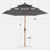 imageBest Choice Products 10ft 3Tier Solar Patio Market Umbrella Outdoor Sun Shade for Backyard Deck Poolside Table wWoodgrain Pattern LED Lights Tilt Adjustment  Sky BlueGray