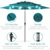 imageBest Choice Products 10ft 3Tier Solar Patio Market Umbrella Outdoor Sun Shade for Backyard Deck Poolside Table wWoodgrain Pattern LED Lights Tilt Adjustment  Sky BlueCerulean