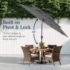 imageBest Choice Products 10ft 3Tier Solar Patio Market Umbrella Outdoor Sun Shade for Backyard Deck Poolside Table wWoodgrain Pattern LED Lights Tilt Adjustment  Sky BlueGray