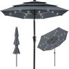 imageBest Choice Products 10ft 3Tier Solar Patio Market Umbrella Outdoor Sun Shade for Backyard Deck Poolside Table wWoodgrain Pattern LED Lights Tilt Adjustment  Sky BlueSlate