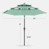 imageBest Choice Products 10ft 3Tier Solar Patio Market Umbrella Outdoor Sun Shade for Backyard Deck Poolside Table wWoodgrain Pattern LED Lights Tilt Adjustment  Sky BlueSeaglass