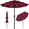 imageBest Choice Products 10ft 3Tier Solar Patio Market Umbrella Outdoor Sun Shade for Backyard Deck Poolside Table wWoodgrain Pattern LED Lights Tilt Adjustment  Sky BlueBurgundy