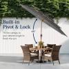imageBest Choice Products 10ft 3Tier Solar Patio Market Umbrella Outdoor Sun Shade for Backyard Deck Poolside Table wWoodgrain Pattern LED Lights Tilt Adjustment  Sky BlueGray