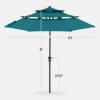 imageBest Choice Products 10ft 3Tier Solar Patio Market Umbrella Outdoor Sun Shade for Backyard Deck Poolside Table wWoodgrain Pattern LED Lights Tilt Adjustment  Sky BlueCerulean