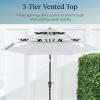 imageBest Choice Products 10ft 3Tier Solar Patio Market Umbrella Outdoor Sun Shade for Backyard Deck Poolside Table wWoodgrain Pattern LED Lights Tilt Adjustment  Sky BlueFog Gray
