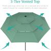 imageBest Choice Products 10ft 3Tier Solar Patio Market Umbrella Outdoor Sun Shade for Backyard Deck Poolside Table wWoodgrain Pattern LED Lights Tilt Adjustment  Sky BlueSeaglass