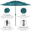 imageBest Choice Products 10ft 3Tier Solar Patio Market Umbrella Outdoor Sun Shade for Backyard Deck Poolside Table wWoodgrain Pattern LED Lights Tilt Adjustment  Sky BlueCerulean