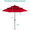 imageBest Choice Products 10ft 3Tier Solar Patio Market Umbrella Outdoor Sun Shade for Backyard Deck Poolside Table wWoodgrain Pattern LED Lights Tilt Adjustment  Sky BlueRed