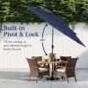 imageBest Choice Products 10ft 3Tier Solar Patio Market Umbrella Outdoor Sun Shade for Backyard Deck Poolside Table wWoodgrain Pattern LED Lights Tilt Adjustment  Sky BlueNavy Blue