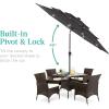 imageBest Choice Products 10ft 3Tier Solar Patio Market Umbrella Outdoor Sun Shade for Backyard Deck Poolside Table wWoodgrain Pattern LED Lights Tilt Adjustment  Sky BlueGray