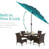 imageBest Choice Products 10ft 3Tier Solar Patio Market Umbrella Outdoor Sun Shade for Backyard Deck Poolside Table wWoodgrain Pattern LED Lights Tilt Adjustment  Sky BlueCerulean