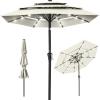 imageBest Choice Products 10ft 3Tier Solar Patio Market Umbrella Outdoor Sun Shade for Backyard Deck Poolside Table wWoodgrain Pattern LED Lights Tilt Adjustment  Sky BlueIvory