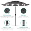 imageBest Choice Products 10ft 3Tier Solar Patio Market Umbrella Outdoor Sun Shade for Backyard Deck Poolside Table wWoodgrain Pattern LED Lights Tilt Adjustment  Sky BlueGray