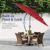 imageBest Choice Products 10ft 3Tier Solar Patio Market Umbrella Outdoor Sun Shade for Backyard Deck Poolside Table wWoodgrain Pattern LED Lights Tilt Adjustment  Sky BlueRed