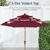 imageBest Choice Products 10ft 3Tier Solar Patio Market Umbrella Outdoor Sun Shade for Backyard Deck Poolside Table wWoodgrain Pattern LED Lights Tilt Adjustment  Sky BlueBurgundy