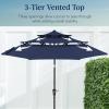imageBest Choice Products 10ft 3Tier Solar Patio Market Umbrella Outdoor Sun Shade for Backyard Deck Poolside Table wWoodgrain Pattern LED Lights Tilt Adjustment  Sky BlueNavy Blue