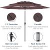 imageBest Choice Products 10ft 3Tier Solar Patio Market Umbrella Outdoor Sun Shade for Backyard Deck Poolside Table wWoodgrain Pattern LED Lights Tilt Adjustment  Sky BlueDeep Taupe