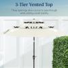 imageBest Choice Products 10ft 3Tier Solar Patio Market Umbrella Outdoor Sun Shade for Backyard Deck Poolside Table wWoodgrain Pattern LED Lights Tilt Adjustment  Sky BlueIvory