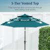 imageBest Choice Products 10ft 3Tier Solar Patio Market Umbrella Outdoor Sun Shade for Backyard Deck Poolside Table wWoodgrain Pattern LED Lights Tilt Adjustment  Sky BlueCerulean