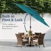 imageBest Choice Products 10ft 3Tier Solar Patio Market Umbrella Outdoor Sun Shade for Backyard Deck Poolside Table wWoodgrain Pattern LED Lights Tilt Adjustment  Sky BlueCerulean