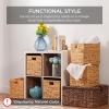 imageBest Choice Products 12x12in Hyacinth Baskets Rustic Set Of 5 Multipurpose Collapsible Storage Organizer Handwoven Laundry Totes for Bedroom Living Room Shelves wInserts  BrownChestnut