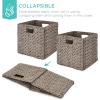 imageBest Choice Products 12x12in Hyacinth Baskets Rustic Set Of 5 Multipurpose Collapsible Storage Organizer Handwoven Laundry Totes for Bedroom Living Room Shelves wInserts  BrownGray