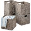 imageBest Choice Products 12x12in Hyacinth Baskets Rustic Set Of 5 Multipurpose Collapsible Storage Organizer Handwoven Laundry Totes for Bedroom Living Room Shelves wInserts  BrownGray