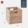 imageBest Choice Products 12x12in Hyacinth Baskets Rustic Set Of 5 Multipurpose Collapsible Storage Organizer Handwoven Laundry Totes for Bedroom Living Room Shelves wInserts  BrownWhite