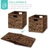 imageBest Choice Products 12x12in Hyacinth Baskets Rustic Set Of 5 Multipurpose Collapsible Storage Organizer Handwoven Laundry Totes for Bedroom Living Room Shelves wInserts  BrownBrown