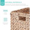 imageBest Choice Products 12x12in Hyacinth Baskets Rustic Set Of 5 Multipurpose Collapsible Storage Organizer Handwoven Laundry Totes for Bedroom Living Room Shelves wInserts  BrownWhite