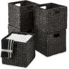 imageBest Choice Products 12x12in Hyacinth Baskets Rustic Set Of 5 Multipurpose Collapsible Storage Organizer Handwoven Laundry Totes for Bedroom Living Room Shelves wInserts  BrownBlack