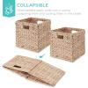 imageBest Choice Products 12x12in Hyacinth Baskets Rustic Set Of 5 Multipurpose Collapsible Storage Organizer Handwoven Laundry Totes for Bedroom Living Room Shelves wInserts  BrownWhite