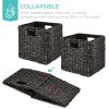 imageBest Choice Products 12x12in Hyacinth Baskets Rustic Set Of 5 Multipurpose Collapsible Storage Organizer Handwoven Laundry Totes for Bedroom Living Room Shelves wInserts  BrownBlack