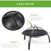 imageBest Choice Products 22in Steel Fire Pit Bowl Outdoor Portable Folding Firepit Small Wood Burning Bonfire Pit Camping BBQ Grill for Patio Backyard Outside wScreen Cover Log Grate Poker