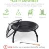 imageBest Choice Products 22in Steel Fire Pit Bowl Outdoor Portable Folding Firepit Small Wood Burning Bonfire Pit Camping BBQ Grill for Patio Backyard Outside wScreen Cover Log Grate Poker