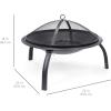 imageBest Choice Products 22in Steel Fire Pit Bowl Outdoor Portable Folding Firepit Small Wood Burning Bonfire Pit Camping BBQ Grill for Patio Backyard Outside wScreen Cover Log Grate Poker