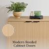imageBest Choice Products 2Door Modern Storage Cabinet Buffet Sideboard Media Cabinet Cupboard Entryway Accent Table Bookcase wReeded Panels and Adjustable Shelves  WalnutNatural