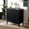 imageBest Choice Products 2Door Modern Storage Cabinet Buffet Sideboard Media Cabinet Cupboard Entryway Accent Table Bookcase wReeded Panels and Adjustable Shelves  WalnutBlack