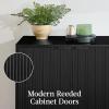 imageBest Choice Products 2Door Modern Storage Cabinet Buffet Sideboard Media Cabinet Cupboard Entryway Accent Table Bookcase wReeded Panels and Adjustable Shelves  WalnutBlack