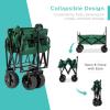 imageBest Choice Products 36in Collapsible Folding Utility Wagon Multipurpose Indoor Outdoor Mobile Cart for Garden Beach Park Shopping w 360Degree Wheels Adjustable Handle 150lb Capacity  Green