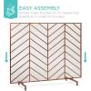 imageBest Choice Products 38x31in Single Panel Handcrafted Wrought Iron Mesh Chevron Fireplace Screen Fire Spark Guard for Living Room Bedroom Dcor wDistressed Antique Finish  GoldCopper
