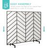 imageBest Choice Products 38x31in Single Panel Handcrafted Wrought Iron Mesh Chevron Fireplace Screen Fire Spark Guard for Living Room Bedroom Dcor wDistressed Antique Finish  GoldSatin Black